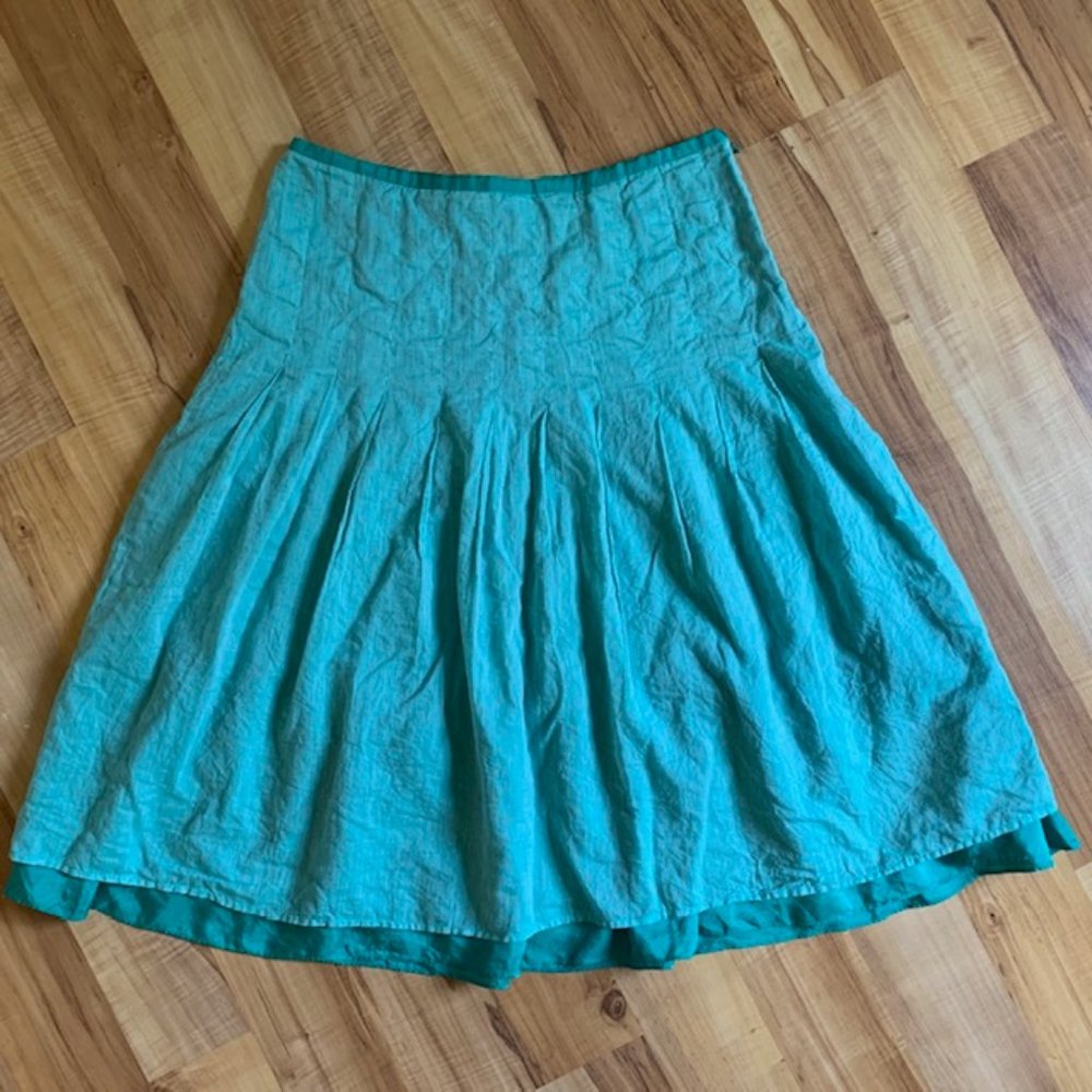 Gap turquoise midi pleated cotton & silk skirt